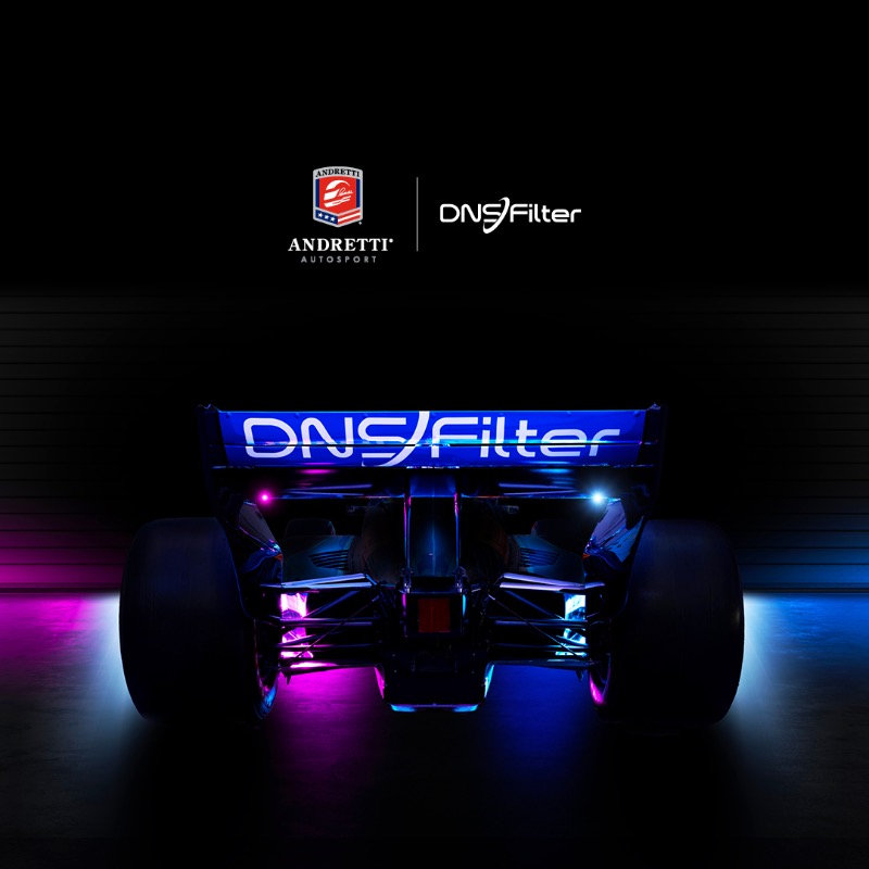 AndrettiIndy's tweet photo. DNSFilter joins Andretti Autosport as the primary sponsor on Romain Grosjean's No. 28 car for the GMR Indy GP.

@DNSFilter is an official partner for the full 2023 season on both No. 28 machines of @RGrosjean and @JamieChadwick.

#AllAndretti // #FasterTogether