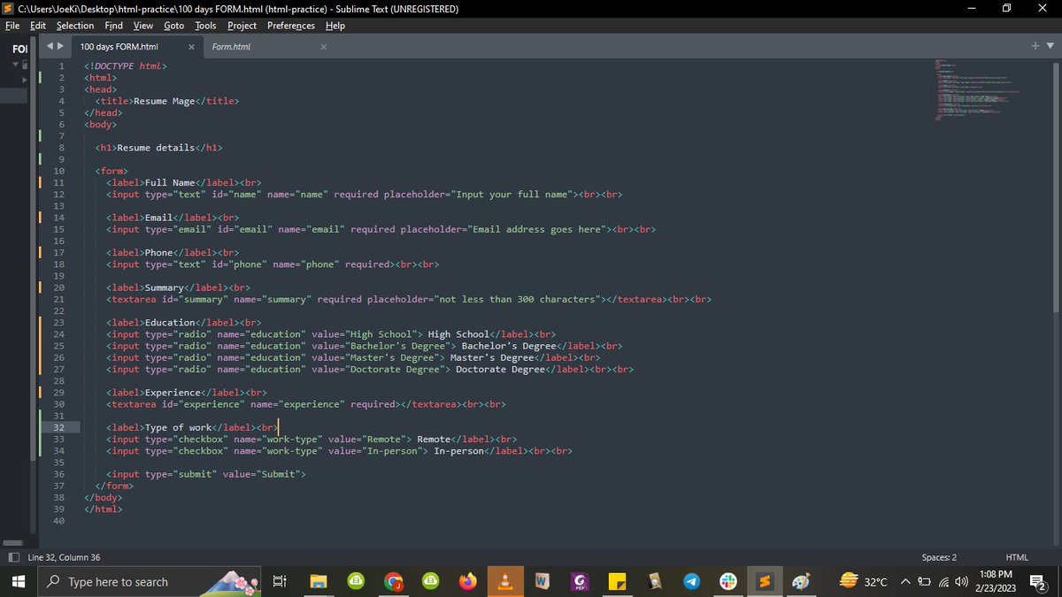 Apo_Gean's tweet image. Day 2 of #100daysofcode #Codetraingh
Going with forms this time: using the &lt;br&gt; for line-breaking , &lt;input&gt; to allow data entry and the radio and checkbox attributes for multiple choice selections.
There is so much to learn, alors on danse.