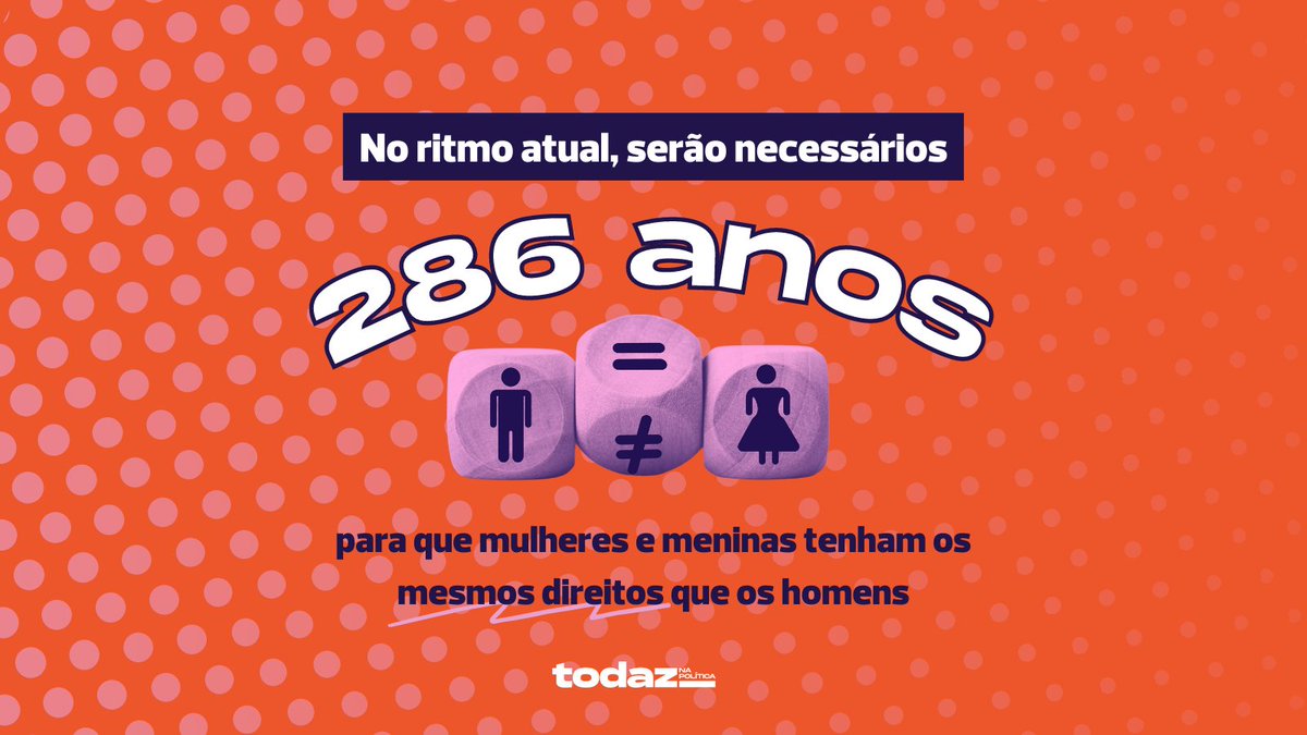 TodazP's tweet photo. O mundo pode esperar isso tudo? 🤔

A equidade de gênero é um dos objetivos para o progresso sustentável definido pela ONU. Mas dados de 2022 sustentam que estamos longe de alcançá-la.

⚠ O alerta foi do Secretário-Geral da ONU, @antonioguterres ⚠ O que você acha disso? #Todaz https://t.co/O7hoHRYw9S