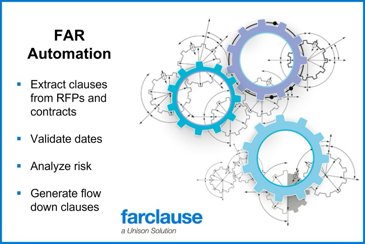 UnisonGlobalInc's tweet photo. Unison FARclause provides you with tools to comply with FAR, DFARs, and agency supplements—instantly extract, edit, and save clauses from RFPs and contracts. Explore the different applications FARclause offers to assist you at https://t.co/0IFBNwFpGA https://t.co/7I8rgNuFfx
