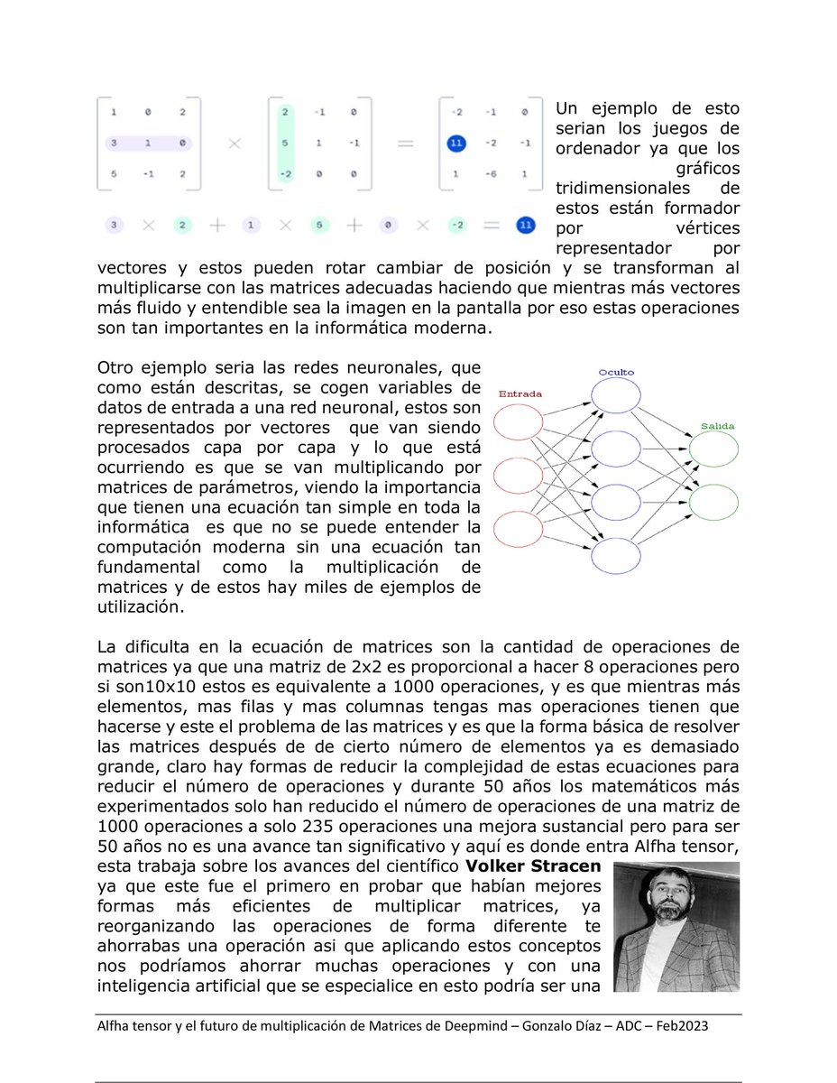 hayah_garcia's tweet image. #23Feb || #AlphaTensor y el futuro de multiplicación de matrices de #DeepMind, un interesante artículo que invoca a las redes neuronales y las IA. Autor: Gonzalo Díaz. Compartamos este pots !!! 👍🏻 
#ArquitecturaDelComputador 
#Informática #Tecnología