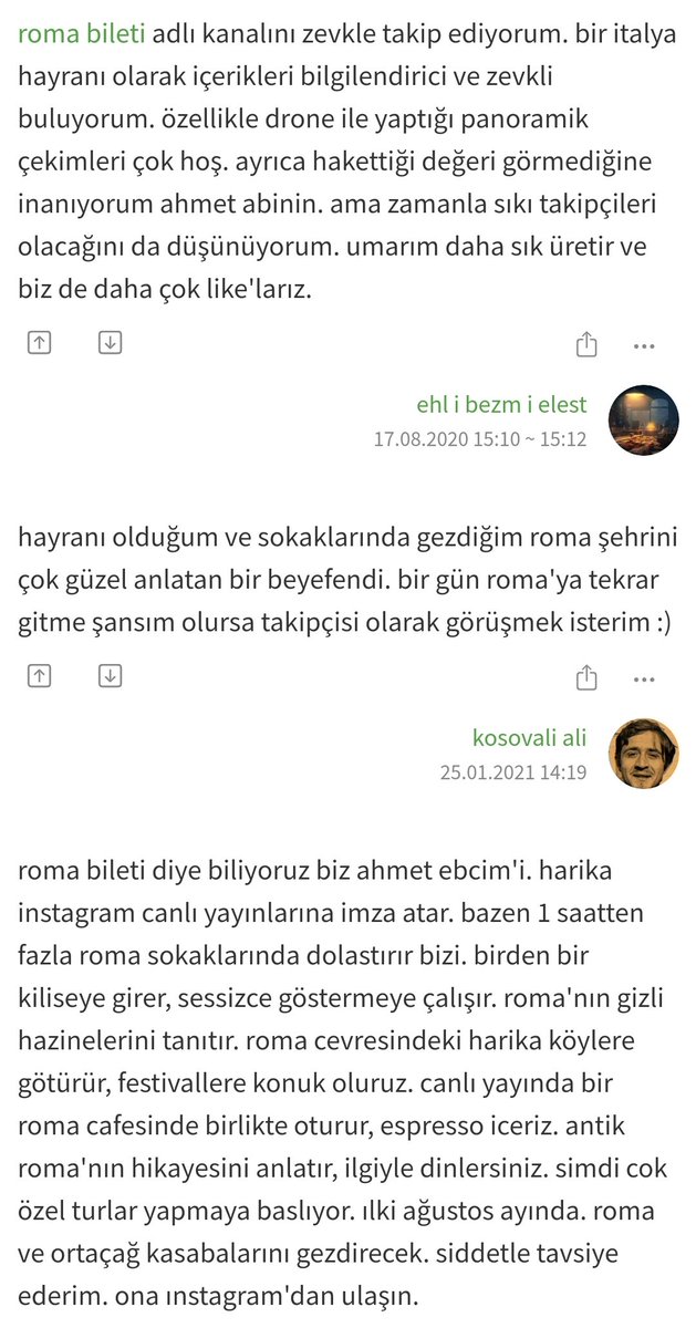 Gündem olunca girdim baktım,
Ekşi Sözlük'te Roma Bileti ile ilgili şahane entry'ler girilmiş, haberim olmamış.
Umarım bu yasakçı zihniyetten biran önce kurtuluruz ve özellikle gençler, özgürce
düşüncelerini yazar, çizerler.
.
#eksisozluk