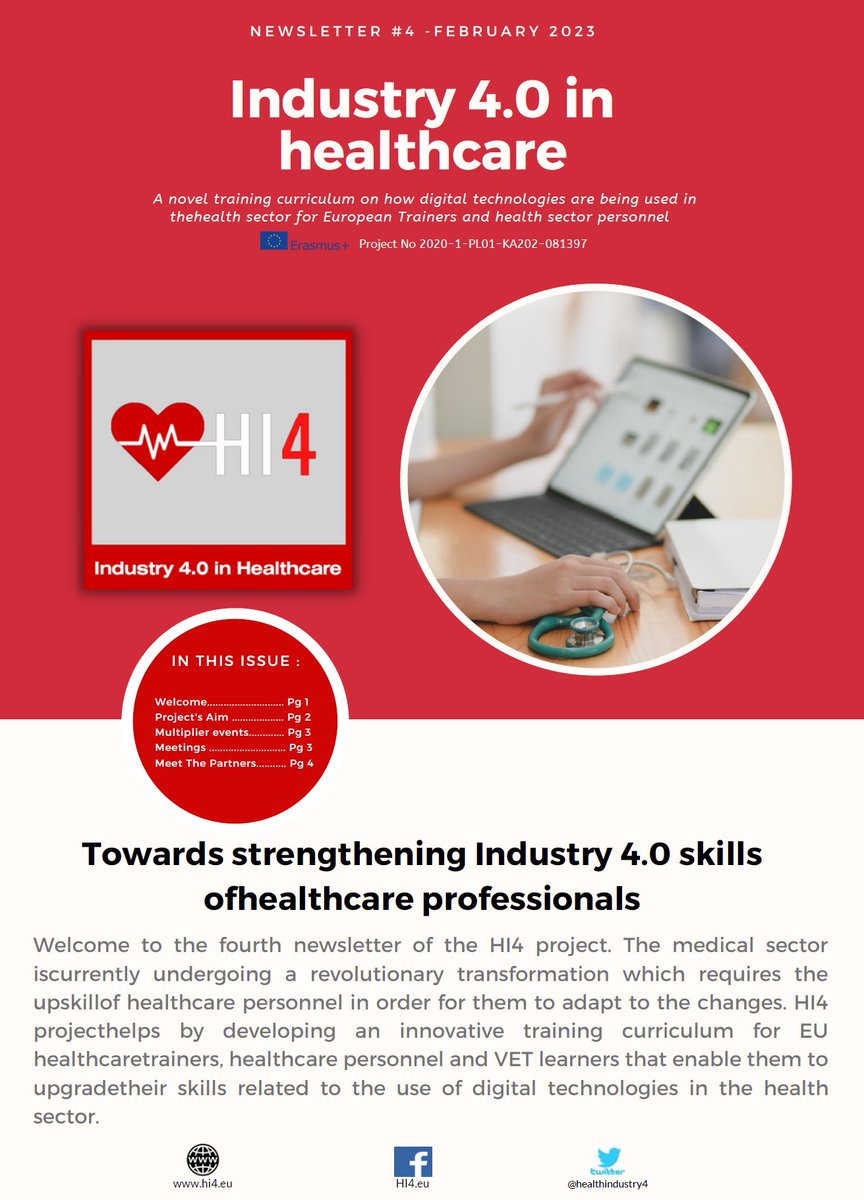 LudorEngng's tweet photo. The last Newsletter of "Industry 4.0 in Healthcare" (@healthindustry4 ) project is available on https://t.co/McjD1Cvmo8

#Erasmus+ #HI4 #ludorprojects https://t.co/F6l4FDT46y