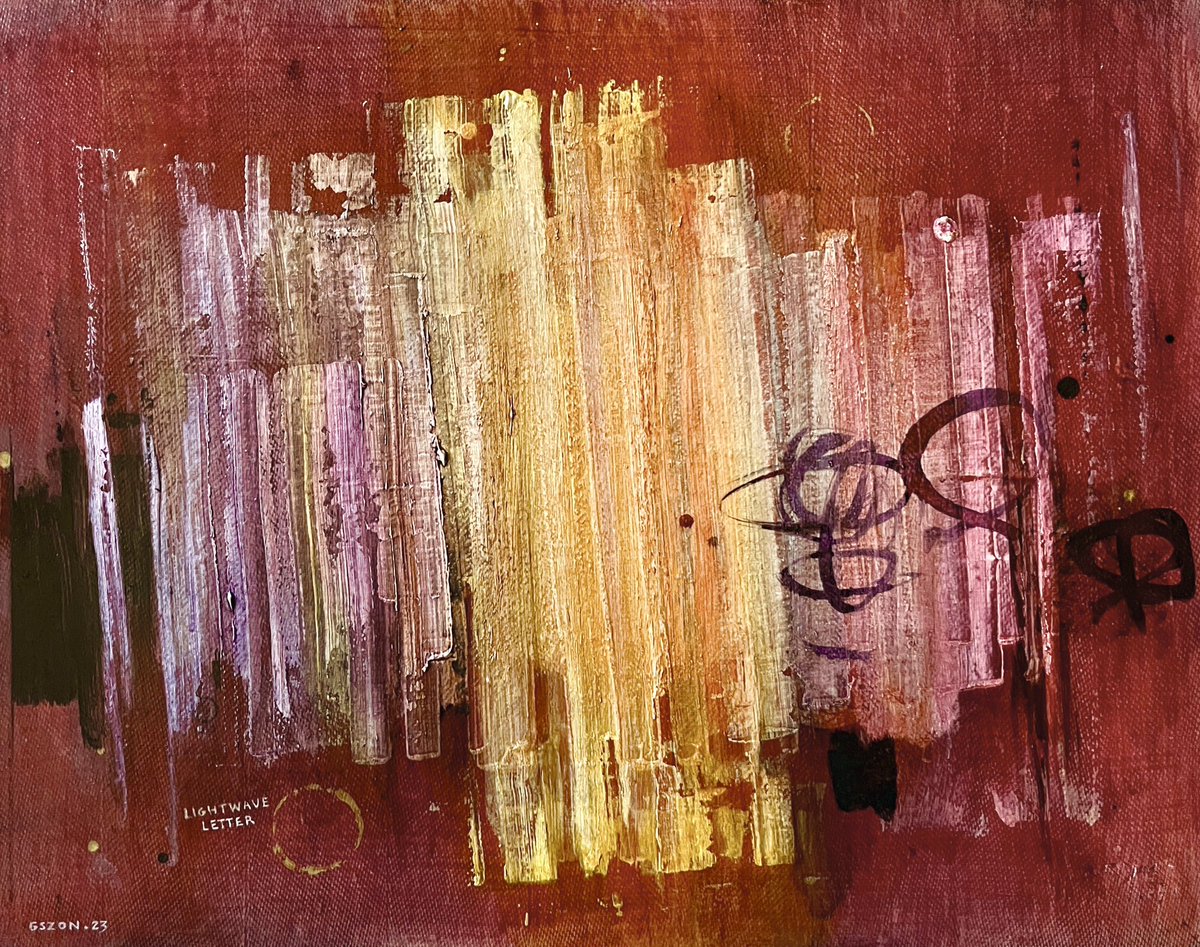 gszon's tweet photo. The letter I always wanted to write; ‘Light Wave Letter’. Finally done. 😉 Mixed media on panel
#gszon #artwork #abstractart #lyricalfields #lightwave #letter #art #abstractartist #artforsale #gallery https://t.co/dP8DxfUunm
