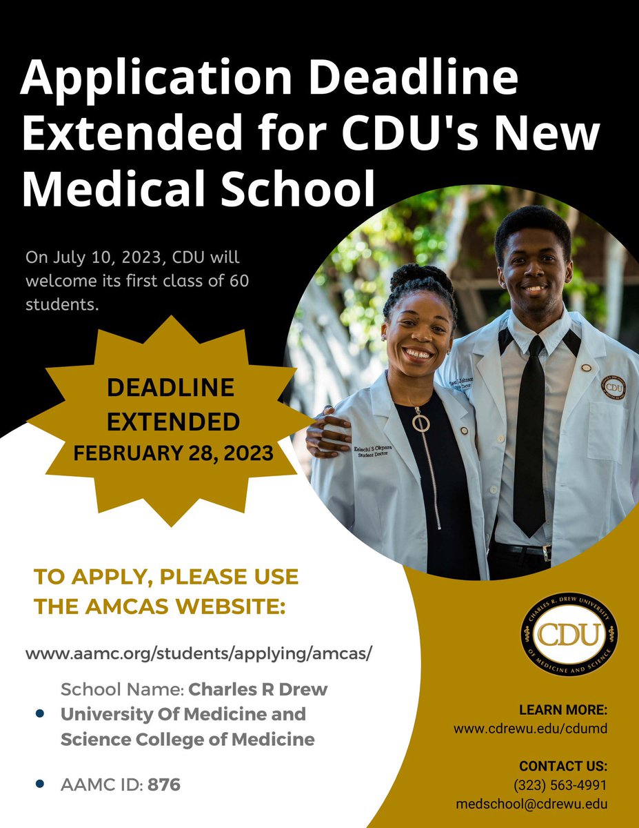 Medical School 🔌
Application Deadlines for CDU’s New Medical School Have Been Extended!