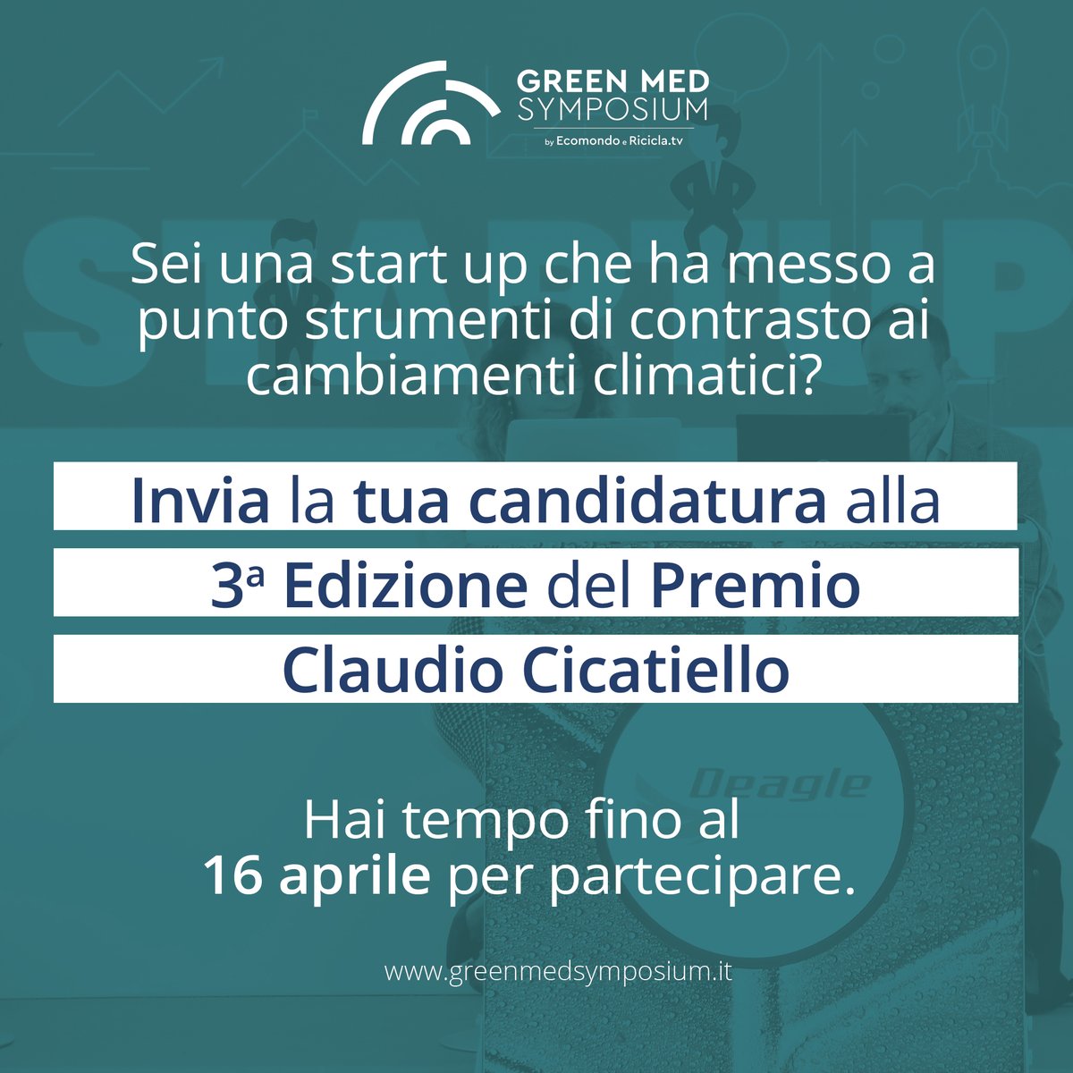 green_symposium's tweet photo. La III edizione del #premiocicatiello2023, rivolto a #startup innovative nel campo della #sostenibilità e #wastemanagement. Un'opportunità di #speedpitching e #assestment, per testare il proprio #businessplan e vincere un #premio in denaro.
👉https://t.co/1dZdiHUXJo
#greenmed23 https://t.co/RbxtQU00CX