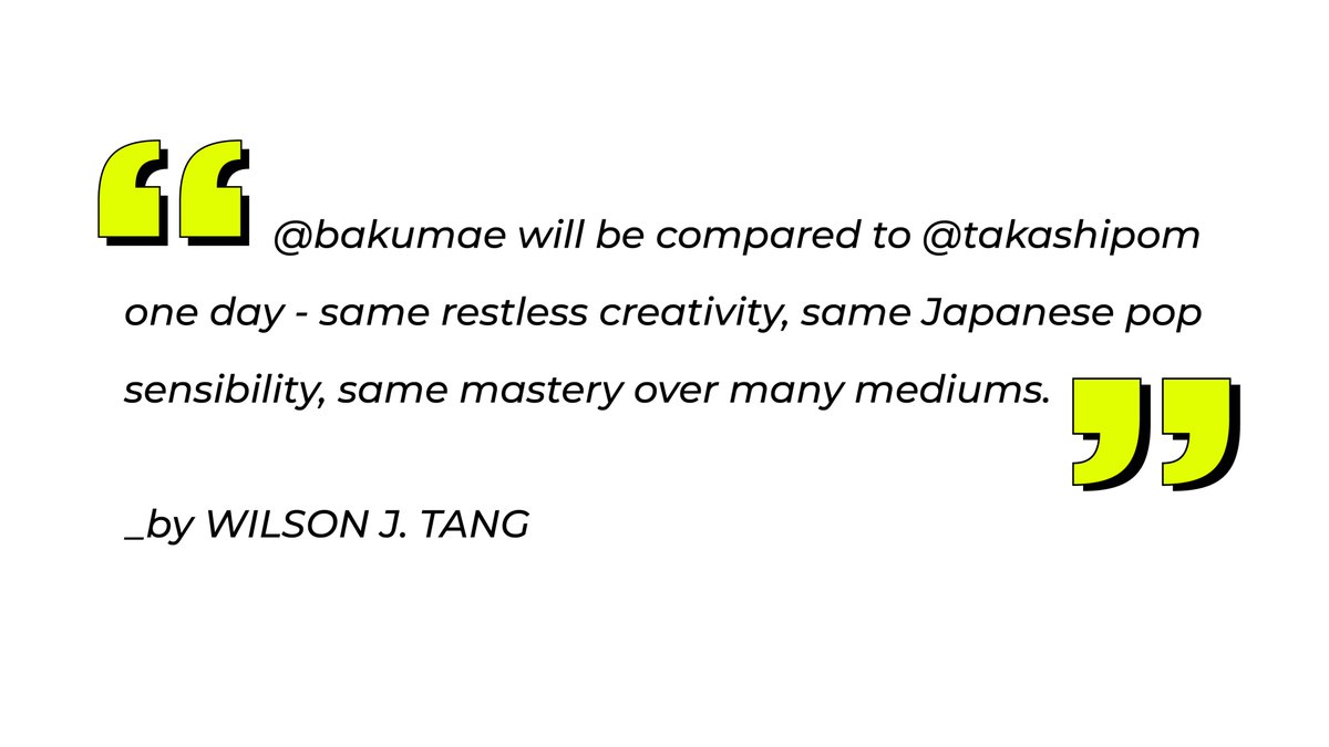 KUNGFUVERSE's tweet photo. Born on the streets of new Asia, he will soon be compared to @takashipom.

@wilsonjtang, the art director of Ang Lee's Hulk and Spielberg's A.I., says that, Baku shows the "same restless creativity, Japanese pop sensibility, mastery over many mediums. https://t.co/fUkIGhSyoy