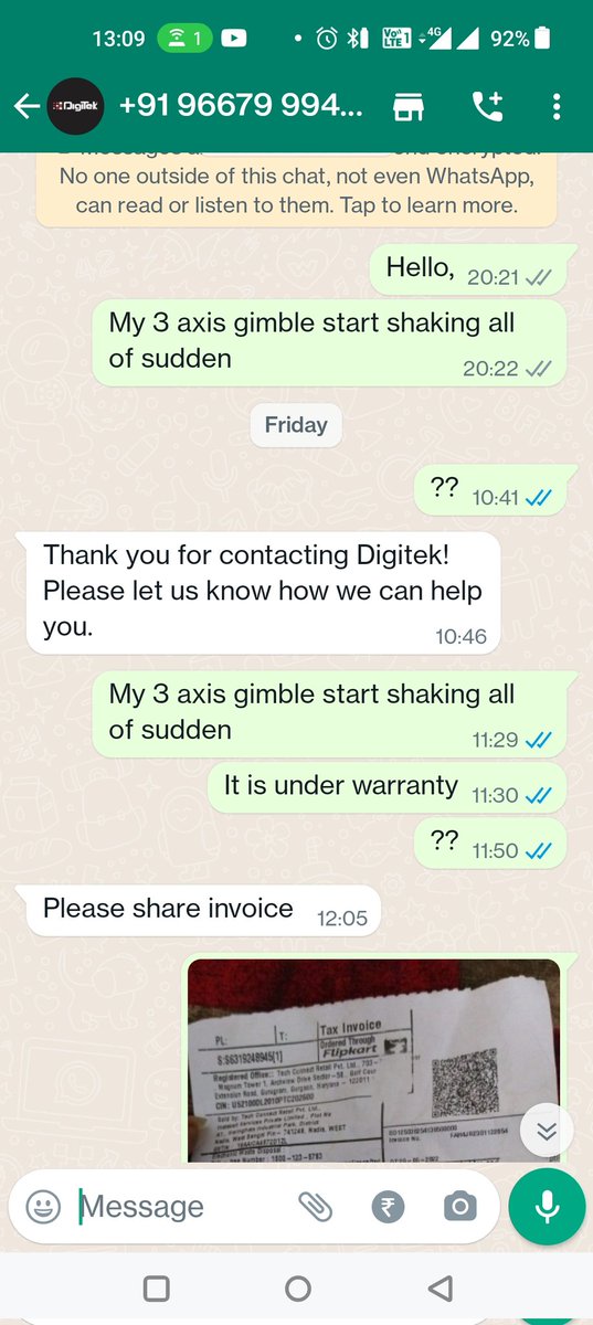 INSIGHTNEWSLIV's tweet image. #digitek @JaagoRe @DigitekOfficial  @jagograhakjago no customer support at all, after week's of WhatsApp massages, our representative called on toll free number 1800123544444 and digitek guy told to call after 3pm as they are having lunch now, is this a joke...
