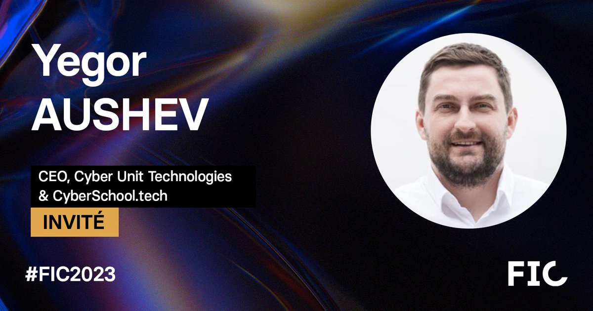 Nous sommes ravis d'accueillir au #FIC2023 <a href="/Yegor_au/">Yegor Aushev</a>, CEO de  <a href="/CyberUnitTech/">Cyber Unit Technologies</a>, à l'occasion de la plénière "#Cloud : et si le ciel nous tombait sur la tête ?", le 6 avril à <a href="/LilleGrandPalai/">Lille Grand Palais</a>.