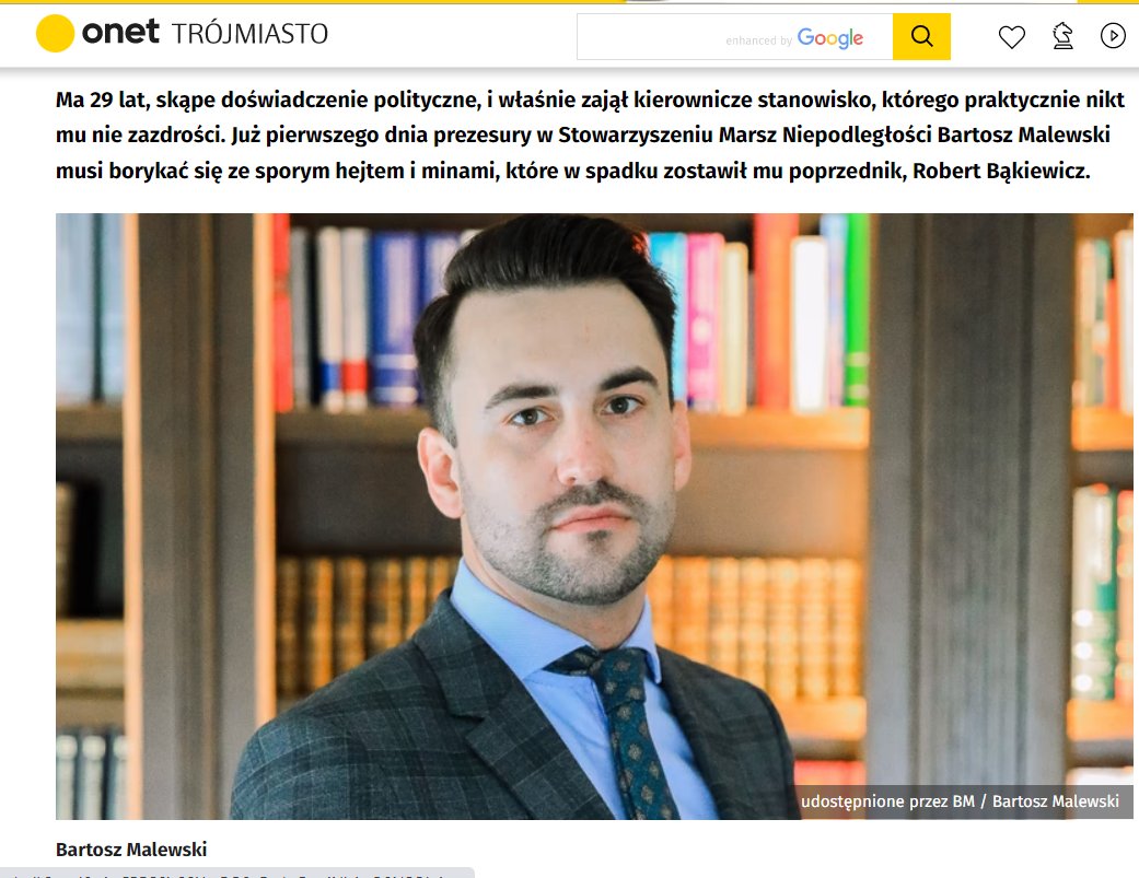 RBakiewicz's tweet photo. Der Onet i TVNy dzielnie prowadzą szum informacyjny w sprawie Marszu Niepodległości. Przypominam, od wczoraj R. Winnicki, K. Bosak, B. Malewski i współpracownicy, przestali być członkami SMN. To konsekwencje wewn destabilizowania @StowMarszN. https://t.co/xb67MuiyTc