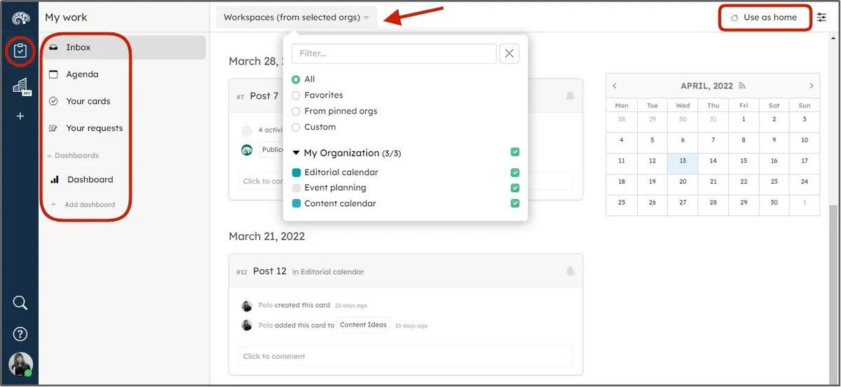 kantreeapp's tweet photo. #KantreeTips: ﹡My Work﹡ combines Kantree Inbox with global dashboards, making searches across workspaces much easier. And you'll have quick access to the most important info in your workspace: activity feed, agenda, all the cards, etc. 👌 #projectmanager https://t.co/jU41IVoEXr