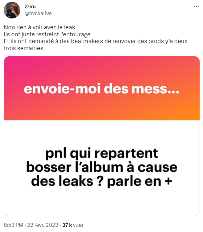 QLFRecap's tweet photo. PNL seraient 𝐚𝐩𝐩𝐚𝐫𝐞𝐦𝐦𝐞𝐧𝐭 encore au studio🎙️
Il faudra encore patienter un peu⌛️
@bvckalive https://t.co/uKgDJ8jJUH