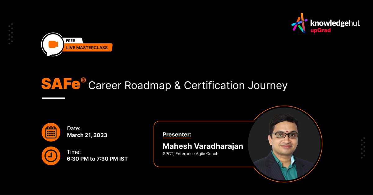 KnowledgeHut's tweet photo. #Webinar 📢

Revolutionize your business agility with SAFe®! Join our upcoming webinar led by Mahesh Varadharajan, a leading SPCT and Agile Coach. 🚀

Register now! 👉https://t.co/lZeHLFjL6z

#KnowledgehutupGrad #webinaronline #safetraining #scaledagileframework https://t.co/ghUhNVk89O
