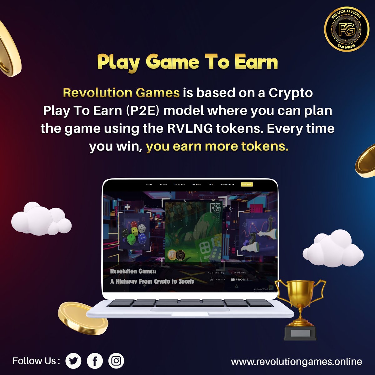 revolutioncoins's tweet photo. Revolution Games is based on a P2E (Play to Earn) model where the users can play a game and potentially earn cryptocurrency in the form of RVLNG tokens!
Join #RGCommunity today!
#revolutiongames #revolutiongamestoken #cryptogames #FantasySports #P2E #PlayToEarn #rvlngtoken https://t.co/OMRQEdgx8k