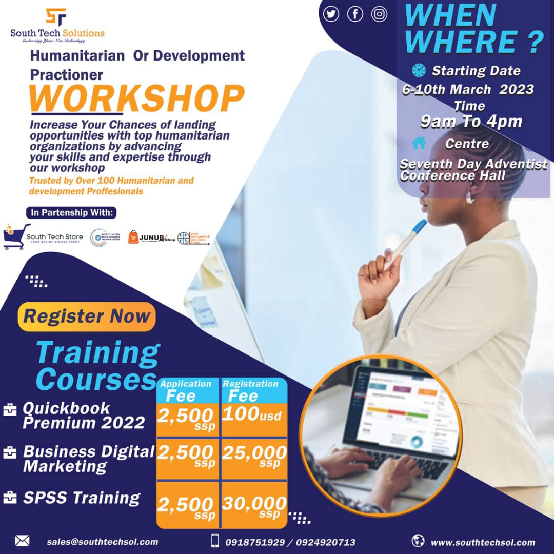 heisflashy's tweet photo. At South Tech Solutions we all about putting smilies on our clients faces after our services 🙏
Register with us now for our upcoming Workshop and get equipped with knowledge ✊
#SSOT #SouthSudan https://t.co/MgERhxeCkd