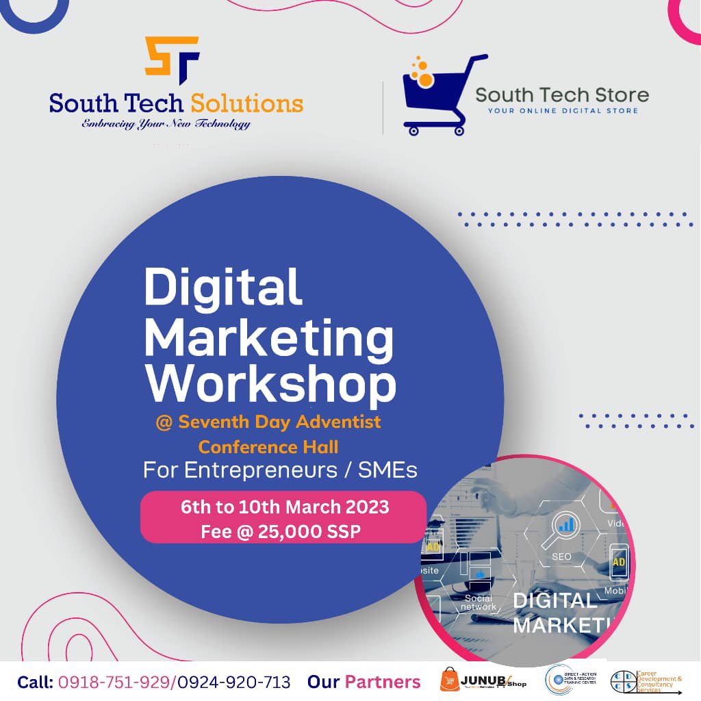 heisflashy's tweet photo. At South Tech Solutions we all about putting smilies on our clients faces after our services 🙏
Register with us now for our upcoming Workshop and get equipped with knowledge ✊
#SSOT #SouthSudan https://t.co/MgERhxeCkd