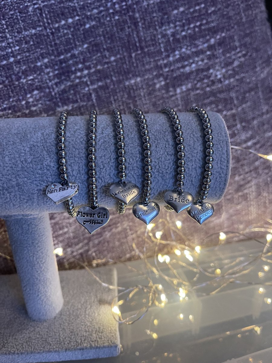 lynne687's tweet image. Beaded by G (my 13year olds small business) has started wedding bracelets. 
Message to order. 
Any shares would be appreciated 🥰💜
#bride #henweekend #henparty #teambride #wedding