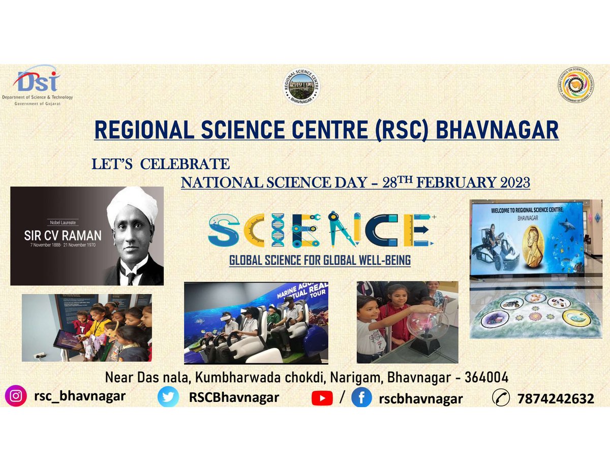 Let's celebrate #Nationalscienceday on 28th February 2023 at #Regionalsciencecentre #bhavnagar #Globalscienceforglobalwellbeing
#remembering #SirCVRaman #nobellauriete #physicist #Ramaneffect