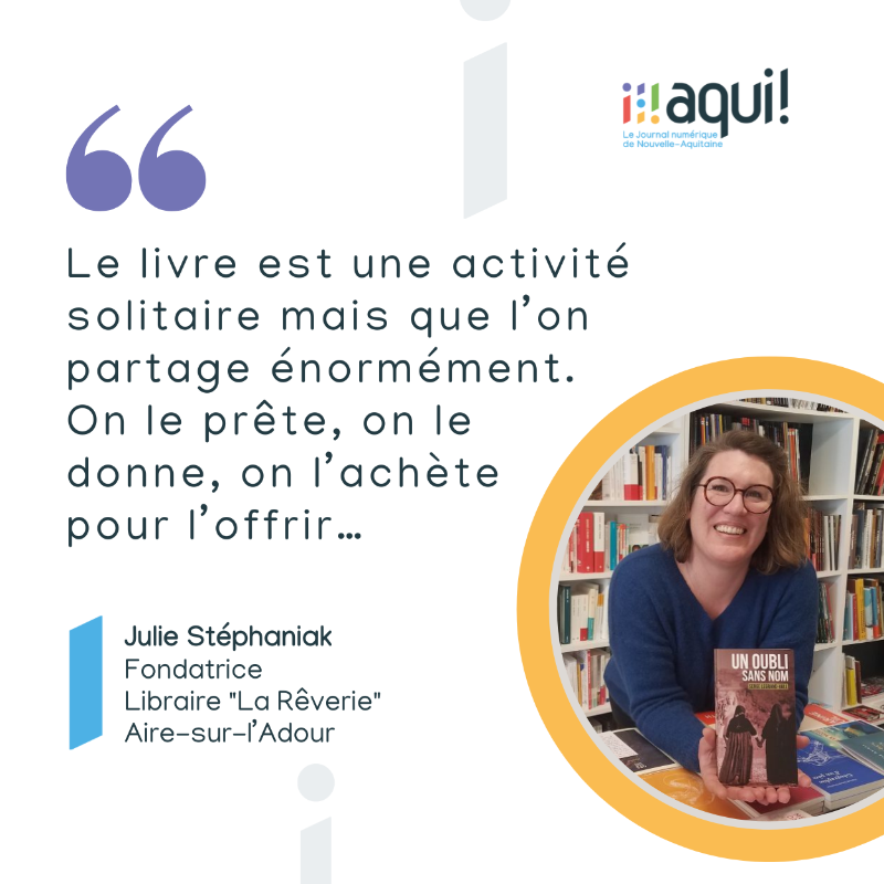 aqui_fr's tweet photo. A Aire-sur-l'Adour, la #librairie La Rêverie s'apprête à fêter son premier anniversaire. 

Née du temps suspendu du confinement, c'est un succès, porté par Julie Stéphaniak, #libraire engagée pour un territoire et ses habitants.
@ALCA_NAquitaine