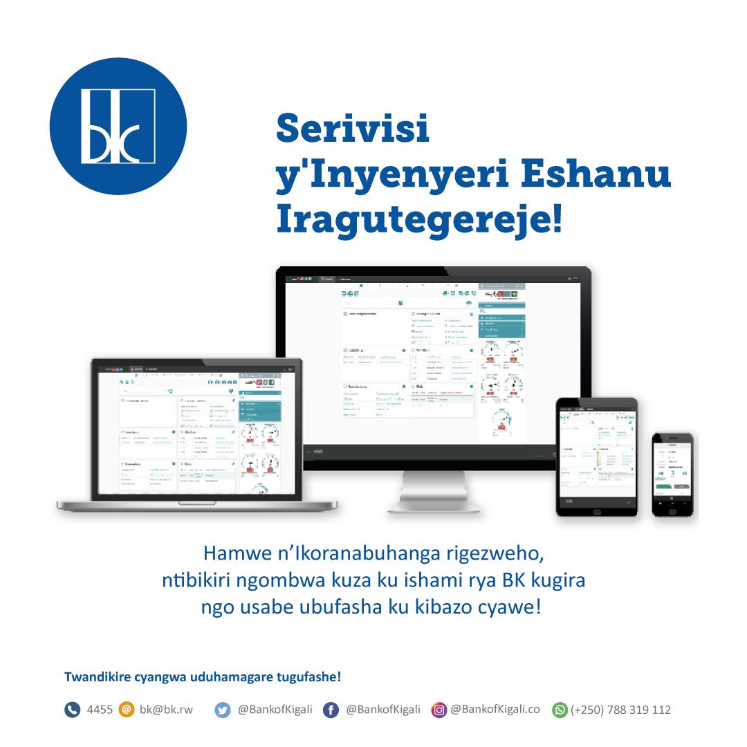 BankofKigali's tweet photo. Duhamagare cyangwa utwandikire kuri 4455, Ukoreshe WhatsApp (+250) 788319112 cyangwa ku mbuga za Instagram, Twitter na Facebook cyangwa kuri bk@bk.rw tugufashe byihuse.

Menyesha Banki nkuru y’u Rwanda wifashishije Intumwa Chatbot niba ikibazo cyawe kidakemutse mu minsi 7 y’akazi https://t.co/4dsORMD5gx