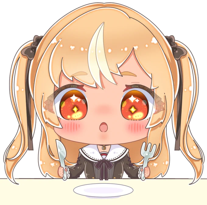 静止画、透過素材。ちょこ先生の料理をキラキラしてみるフレアちゃんを想像したらなんだかニマニマしてしまったので描いてみました。#しょこらーと#しらぬえ#ちょこっとクッキング 