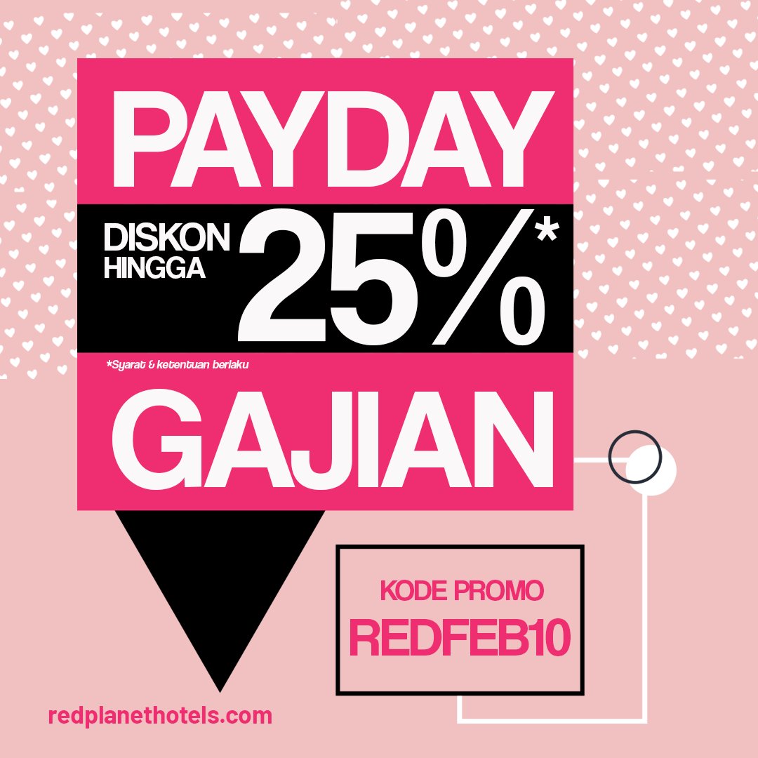 redplanetid's tweet photo. Hemat hingga 25% dengan menggunakan kode promo REDFEB10 untuk pemesanan hingga tanggal 28 February 2023 dan menginap hingga 31 Maret 2023. 
www. https://t.co/b9qp3ukQyS &amp; aplikasi mobile RED PLANET

#payday #promocode #redplanet #indonesia https://t.co/gqFKtMmZvP