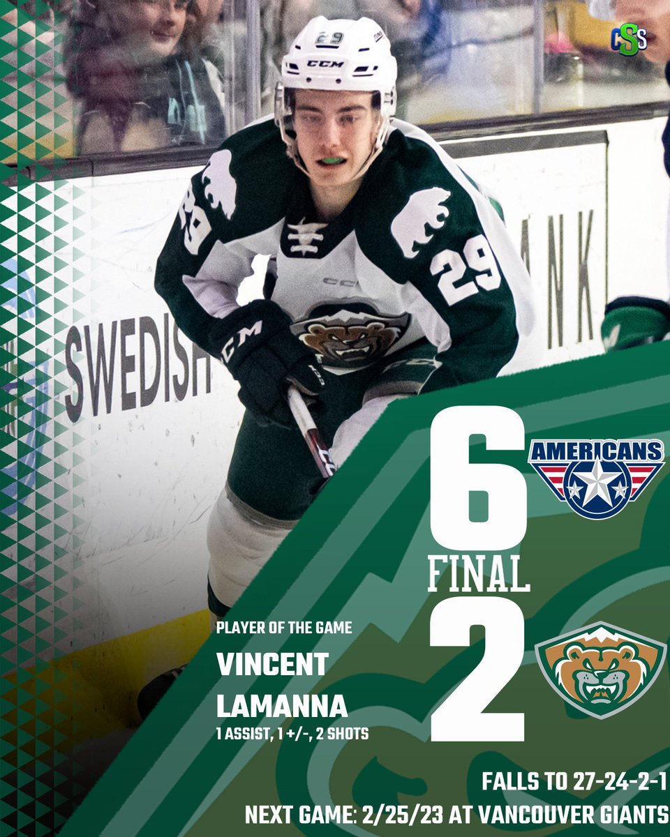 CSS_Futures's tweet photo. FINAL: Our @WHLsilvertips get blown out in Kennewick. A playoff berth will have to wait.
Photo by @_LivLyons
#ForEverett #EverettSilvertips #Silvertips #WHL #Hockey #TCAmericans #TCAms #AmsNation #VincentLamanna https://t.co/bknp97Qafi