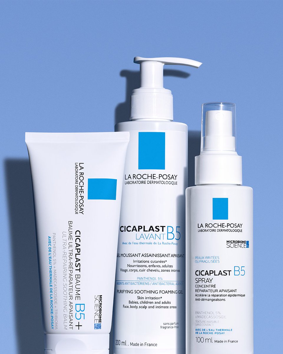 Discover Cicaplast Baume B5+ siblings 👯 Perfect to sooth sensitive skin, even for babies! 🔹 Cicaplast Lavant B5 to restore and protect fragile skin 🔹 Cicaplast B5 Spray to reduce itchiness and irritation Have you tried them? Let us know! #larocheposay #Cicaplast #sensitiveskin