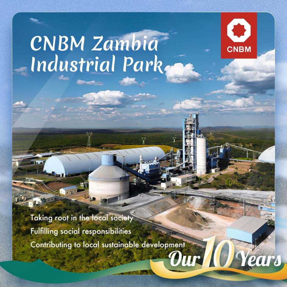 cnbm_zambia's tweet photo. #Our10Years CNBM Zambia Industrial Park has become a modern park with huge production scale after years of construction and development, making contributions to the social and economic development of #Zambia. More: https://t.co/ICKo5hGm61 https://t.co/fWrDswWRN4