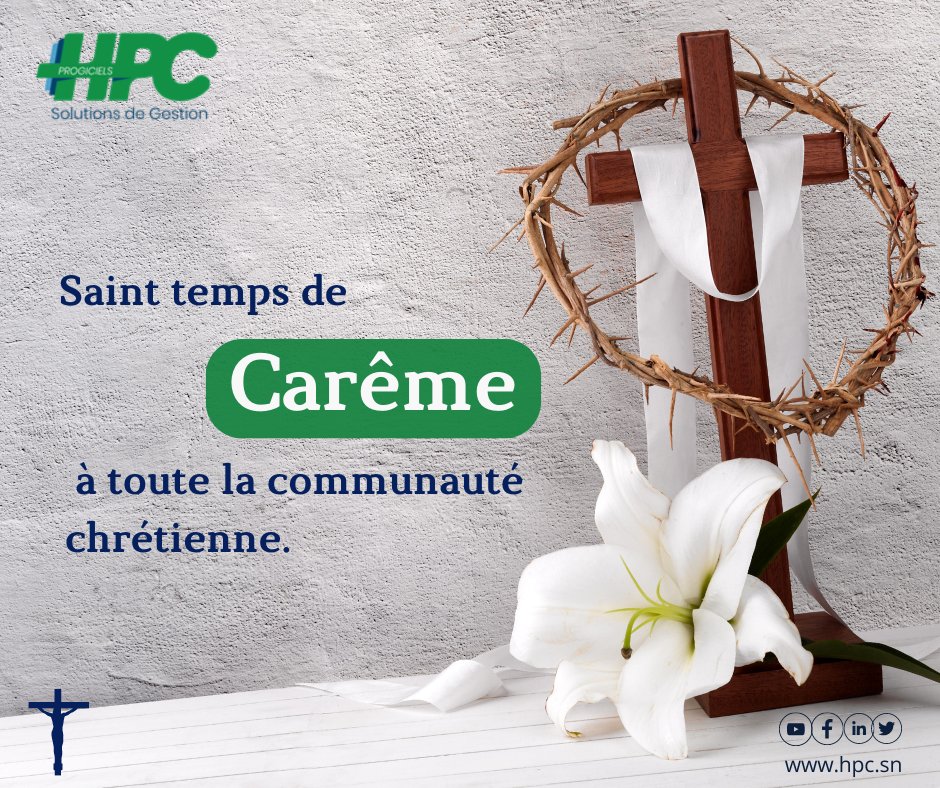 HpcSenegal's tweet photo. HPC Sénégal vous souhaite un saint temps de carême, que votre Foi soit vivifiée 🙏

📍 Sacré-coeur 3 Pyrotechnie
📥BP: 23019
📞Tel : (+221) 338696260
📩E-mail : hpc@hpc.sn
 #careme #sage
#senegal #dakar #Cloud #digitalworkspace #digitalisation #HPCSENEGAL #logiciel #RH https://t.co/K2y3793K5I
