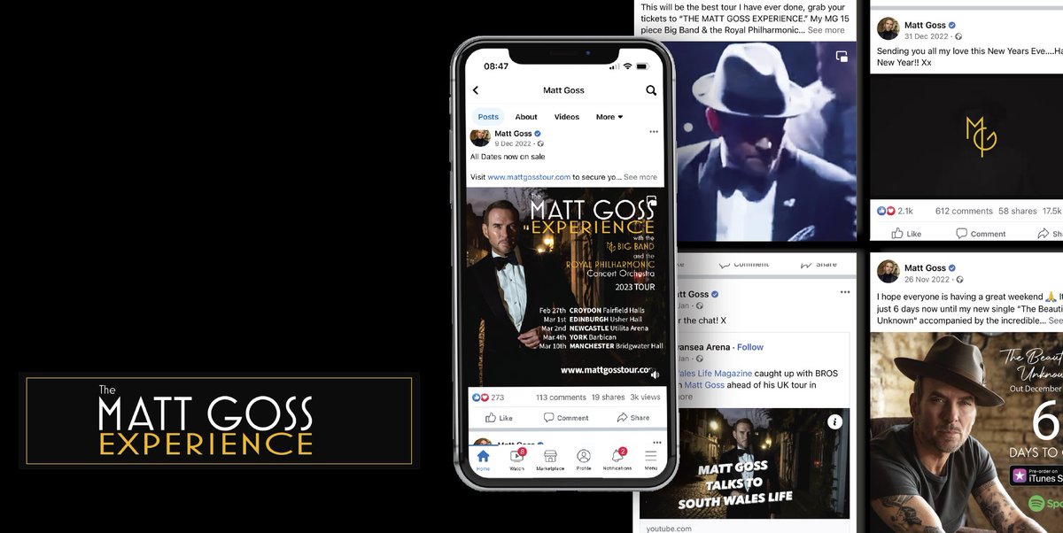 21Digital_Ltd's tweet photo. We've had the pleasure of working with IBB Media on the #advertisement of The Matt Goss Tour 2023 😅
Our #Paid Ads team has been driving ticket sales via Facebook & Instagram, testing multiple campaign strategies to maximize exposure.
#21Digital #ppcexperts #ppc #advertisement https://t.co/qg0ZjoBx4d