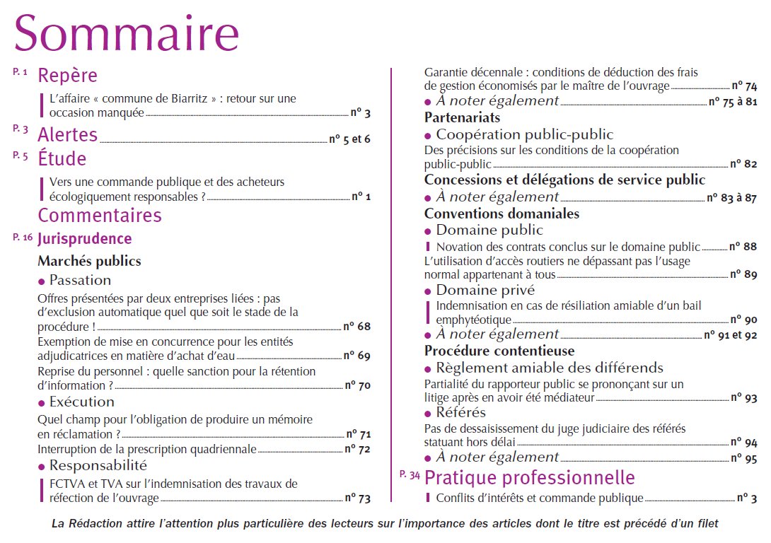 Contrats et Marchés publics (@revuecmp) on Twitter photo Découvrez la Une et le sommaire du n° de mars 2023, en ligne sur #Lexis360 : bit.ly/3IPwh9R
👉 Biarritz (bis), commande publique & environnement, domaine public/privé, conflits d'intérêts, responsabilité... 
+ d'infos🔽
Bonne lecture 👌 Découvrez la Une et le sommaire du n° de mars 2023, en ligne sur #Lexis360 : bit.ly/3IPwh9R
👉 Biarritz (bis), commande publique & environnement, domaine public/privé, conflits d'intérêts, responsabilité... 
+ d'infos🔽
Bonne lecture 👌