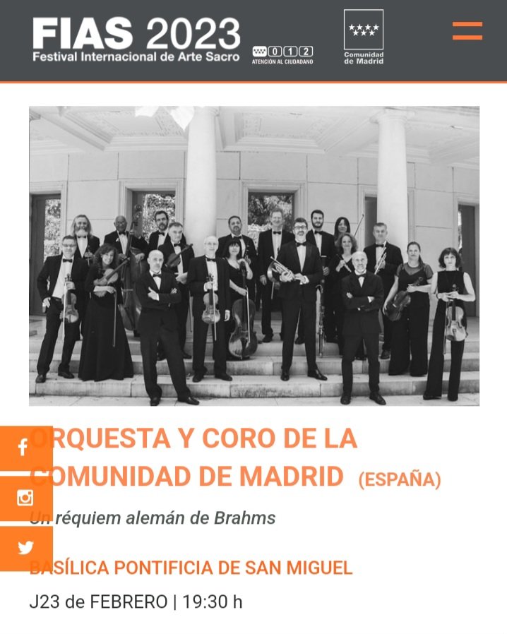 _pepemompean's tweet photo. Segunda jornada del #FIAS2023 @CulturaCMadrid con el concierto de la @FundacionORCAM y el magnífico Réquiem Alemán de #Brahms en versión reducida con los solistas Alexandra Tarniceru y Alejandro Von Büren y la dirección de @j_vilaicasanas No se lo pierdan https://t.co/xZ2CWWU6lM https://t.co/RfxkPPLmvg