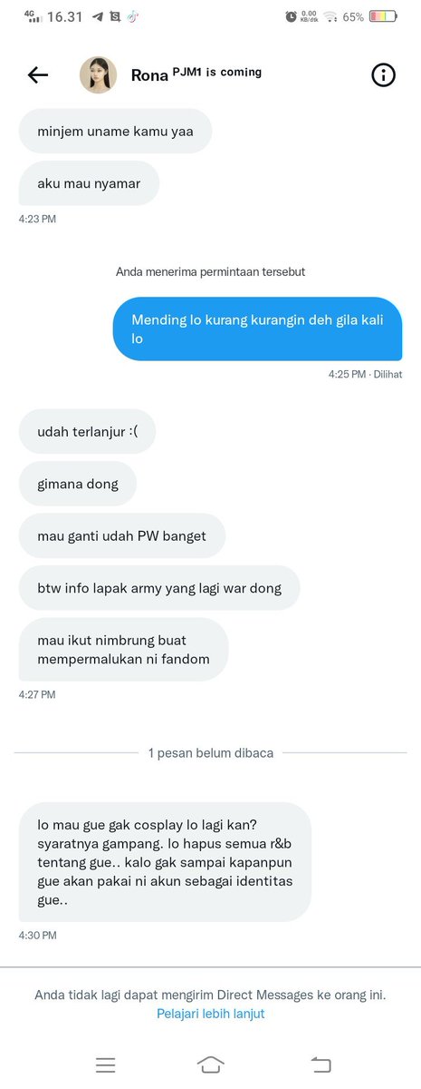 GoIdensparkling's tweet photo. Guys tolong report sekarang dia nyamar jadi gue, karena gue bikin thread eksposing tentang kelakuan. Dan ngancam bakal ttp make usn gue selamanya. Gue di block pls report @goldensparkiing https://t.co/P11sPiIeOY