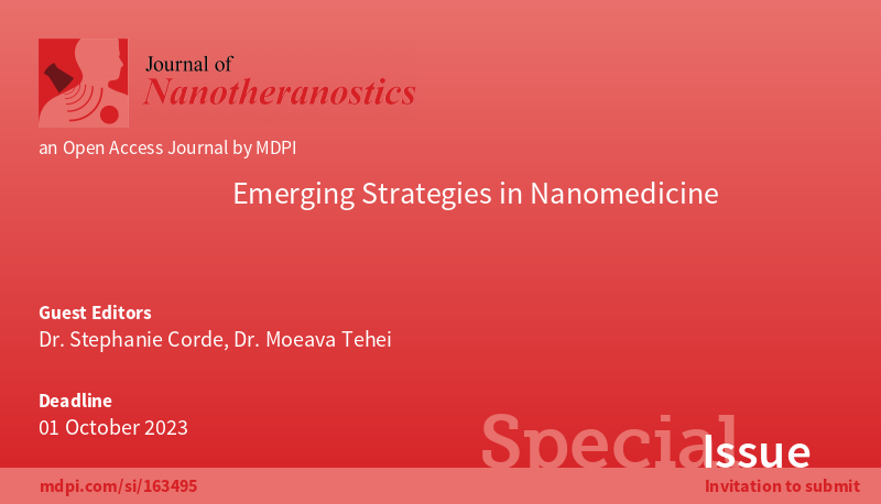 Journal of Nanotheranostics MDPI (@jnt_mdpi) on Twitter photo 🌟New #mdpijnt Special Issue is online
🔔"Emerging Strategies in Nanomedicine" edited by Dr. Moeava Tehei and Dr. Stephanie Corde <a href="/Tehei_Moeava/">Moeava Tehei</a> <a href="/Stephanie_Corde/">Stéphanie Corde</a> <a href="/uoweis/">UOW Engineering and Information Sciences (EIS)</a>
🔎For more information about this project, please visit: mdpi.com/journal/jnt/sp…
📧nanotheranostics@mdpi.com 🌟New #mdpijnt Special Issue is online
🔔"Emerging Strategies in Nanomedicine" edited by Dr. Moeava Tehei and Dr. Stephanie Corde <a href="/Tehei_Moeava/">Moeava Tehei</a> <a href="/Stephanie_Corde/">Stéphanie Corde</a> <a href="/uoweis/">UOW Engineering and Information Sciences (EIS)</a>
🔎For more information about this project, please visit: mdpi.com/journal/jnt/sp…
📧nanotheranostics@mdpi.com