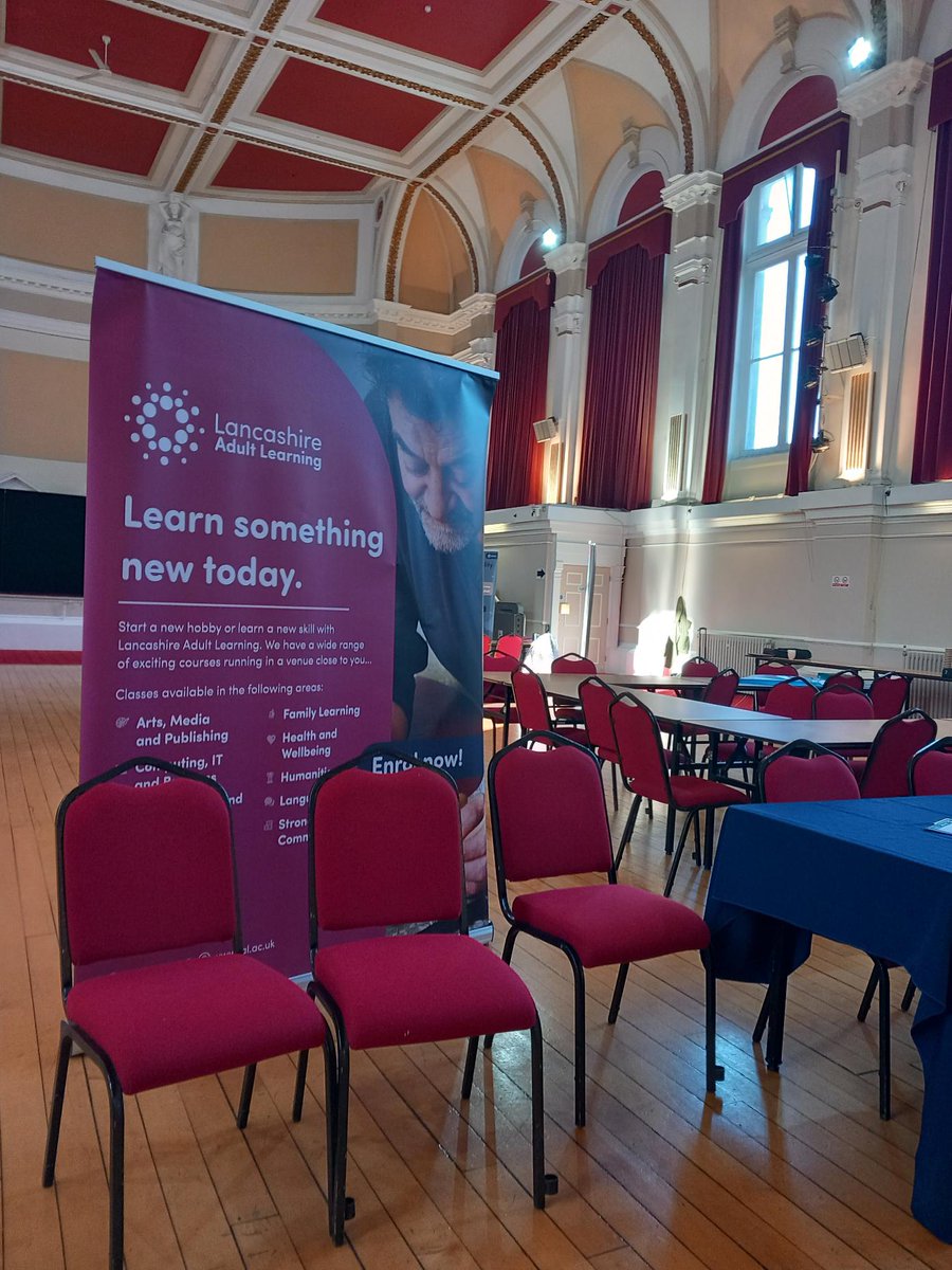 LancsLearning's tweet photo. We are all set up at Chorley Town Hall for the first of our Health and Social Care Recruitment Roadshows in partnership with @LancashireCC. Come on down to find out more about the opportunities available. 

Keep an eye out on our socials for future events 
https://t.co/oPK9wS55TD https://t.co/Xcv1JadowC