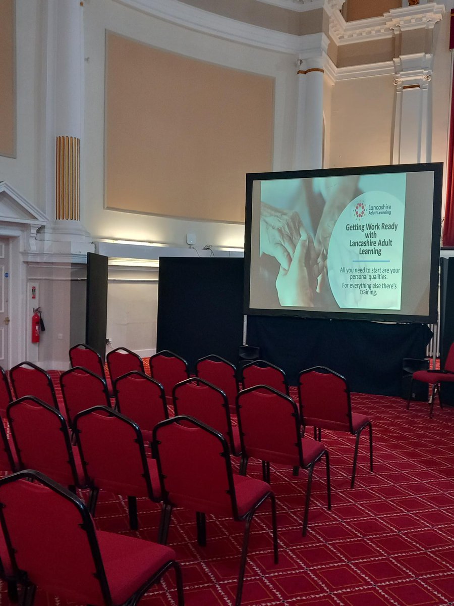 LancsLearning's tweet photo. We are all set up at Chorley Town Hall for the first of our Health and Social Care Recruitment Roadshows in partnership with @LancashireCC. Come on down to find out more about the opportunities available. 

Keep an eye out on our socials for future events 
https://t.co/oPK9wS55TD https://t.co/Xcv1JadowC