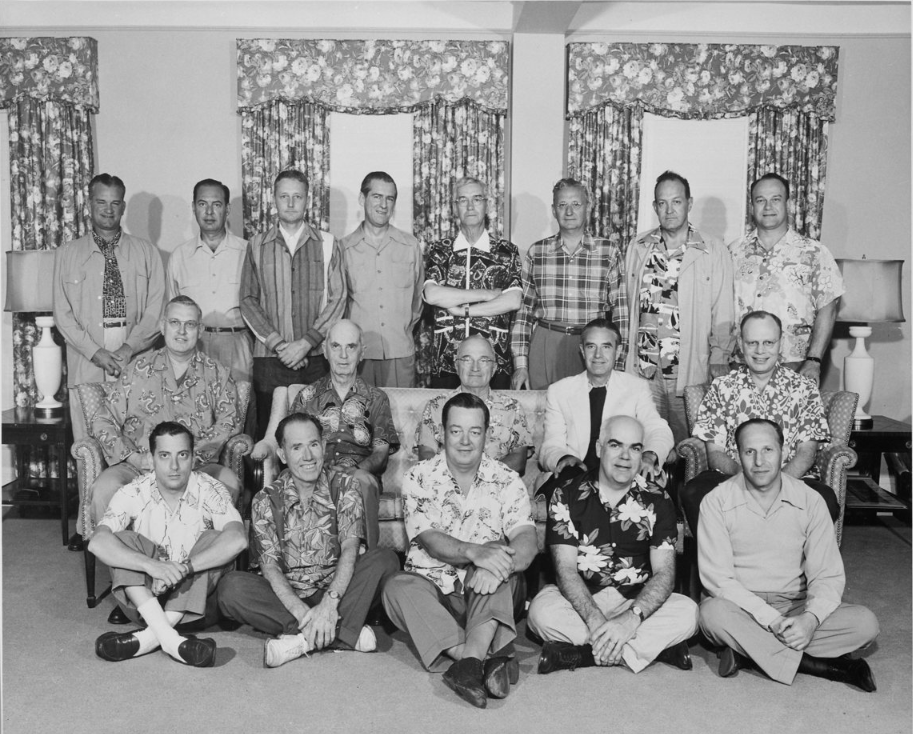 WatchaDarts's tweet photo. @hawaii501shop 
President Harry Truman (center) and his staff in Key West, with quite a few aloha shirts among them. Photo from the US National Archives and Records Administration / Public Domain https://t.co/CVaKXgNPqy