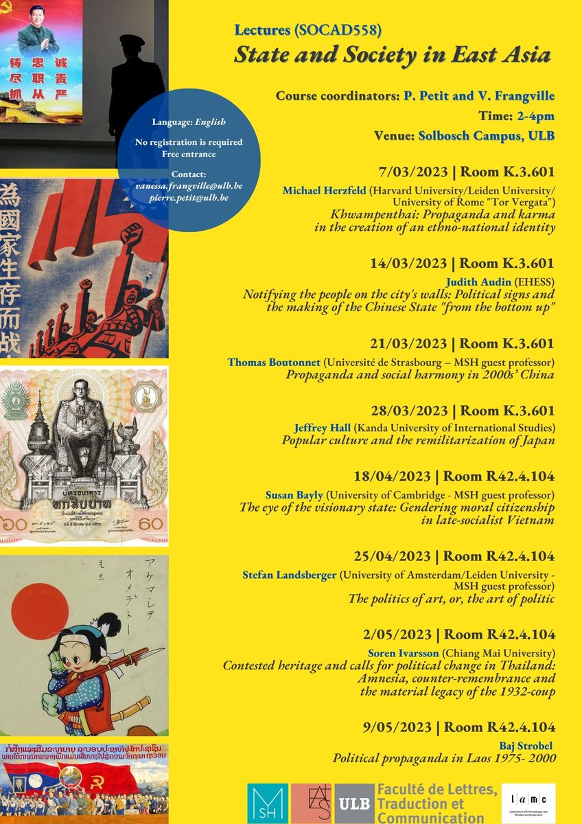 EASt_ULB's tweet photo. 📢Lectures – #State and #society in #EastAsia (2022-2023)

"#PopularCulture and the #remilitarization of #Japan"

🗣️Jeffrey Hall @mrjeffu (Kanda University of International Studies)

🗓️2-4pm, 28 March | Room K.3.601  @ULBruxelles https://t.co/IrgWmneJsO