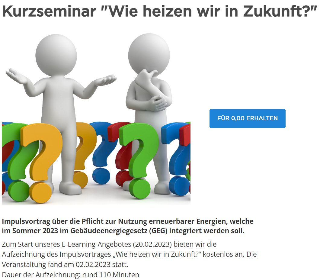 bhkwconsult's tweet photo. Jetzt kostenlos testen - unsere neue E-Learning-Plattform.
Kostenlose Aufzeichnung des Vortrages "Wie heizen wir in Zukunft?" unter https://t.co/cL75Xnlz2c https://t.co/jqN52fr7pg