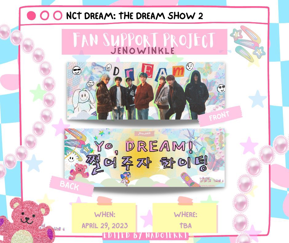 jenowinkle's tweet photo. 🍥 TDS2 in MNL 7DREAM fan support project by @jenowinkle . . .❕ 
 
    🍡 . . like &amp; rt this tweet
    🍭 . . limited quantity only, might not accept trades! 
    🍧 . . just show this tweet to me on d-day!

#THEDREAMSHOW2_In_A_DREAM 
#TDS2inMNL
design by : @.nadoiekki https://t.co/6PtcKO6PH5