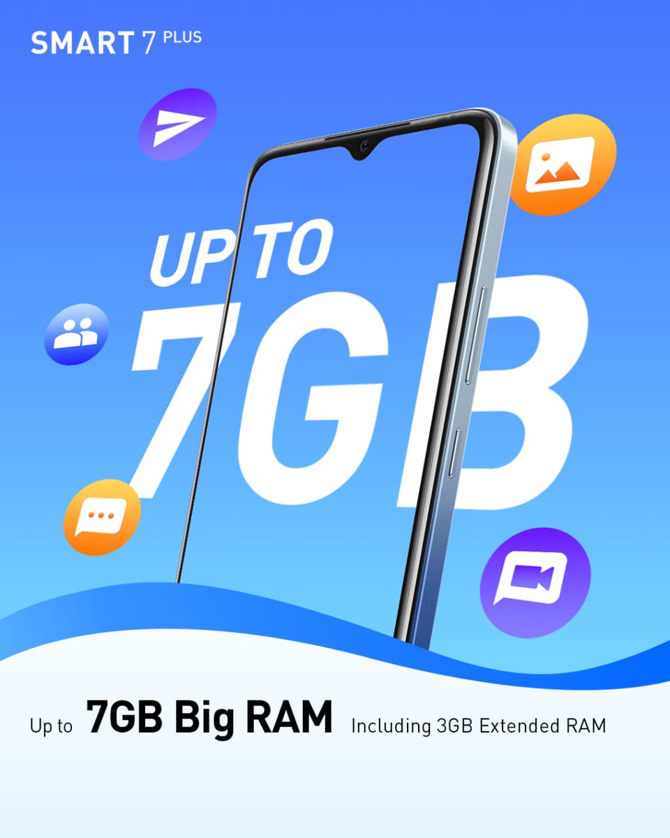 InfinixNigeria's tweet photo. Unleash your creativity with up to 7GB Ram upgrade on the #InfinixSmart7Plus and budget-friendly at the same time.
#SmartAndSmoothExperience
#InfinixSmart https://t.co/Z1QKzv4gC8