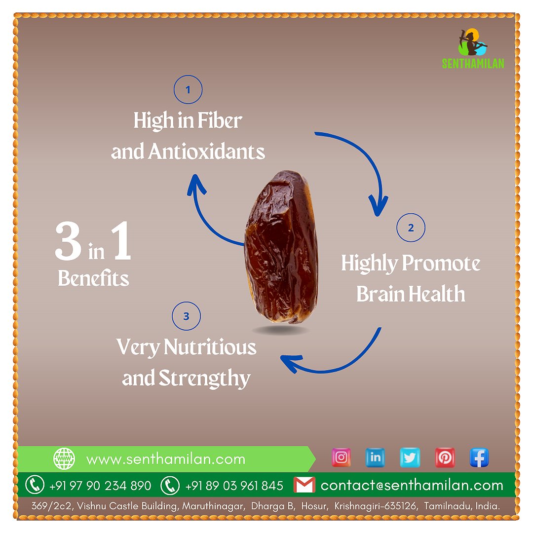 3 amazing benefits in a single bite.
.
#dates #datesbenefits #healthydates #saudidates #3in1 #dryfruitwholesale #senthamilan