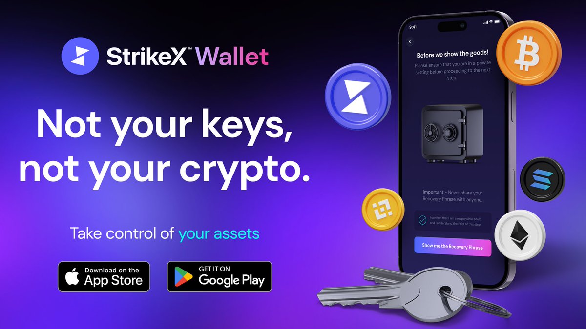 TradeStrikeBVI's tweet photo. Do you #SelfCustody? 👀
Download StrikeX | DeFi Crypto Wallet now & #HODL your bags where they belong…#DeFi 🔒
Win $50 STRX 💸
- RT
- Follow
- Download
⏩ https://t.co/qLnmQWt5Kp
#StrikeX #StrikeXWallet #Crypto #STRX #BTC #BNB #ETH #SOL https://t.co/GFPSeMi0il