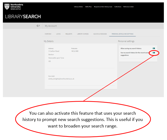 Explore the new ‘Personal Settings’ section of Library Search where you can opt to save your search history and use it to tailor your future searches.