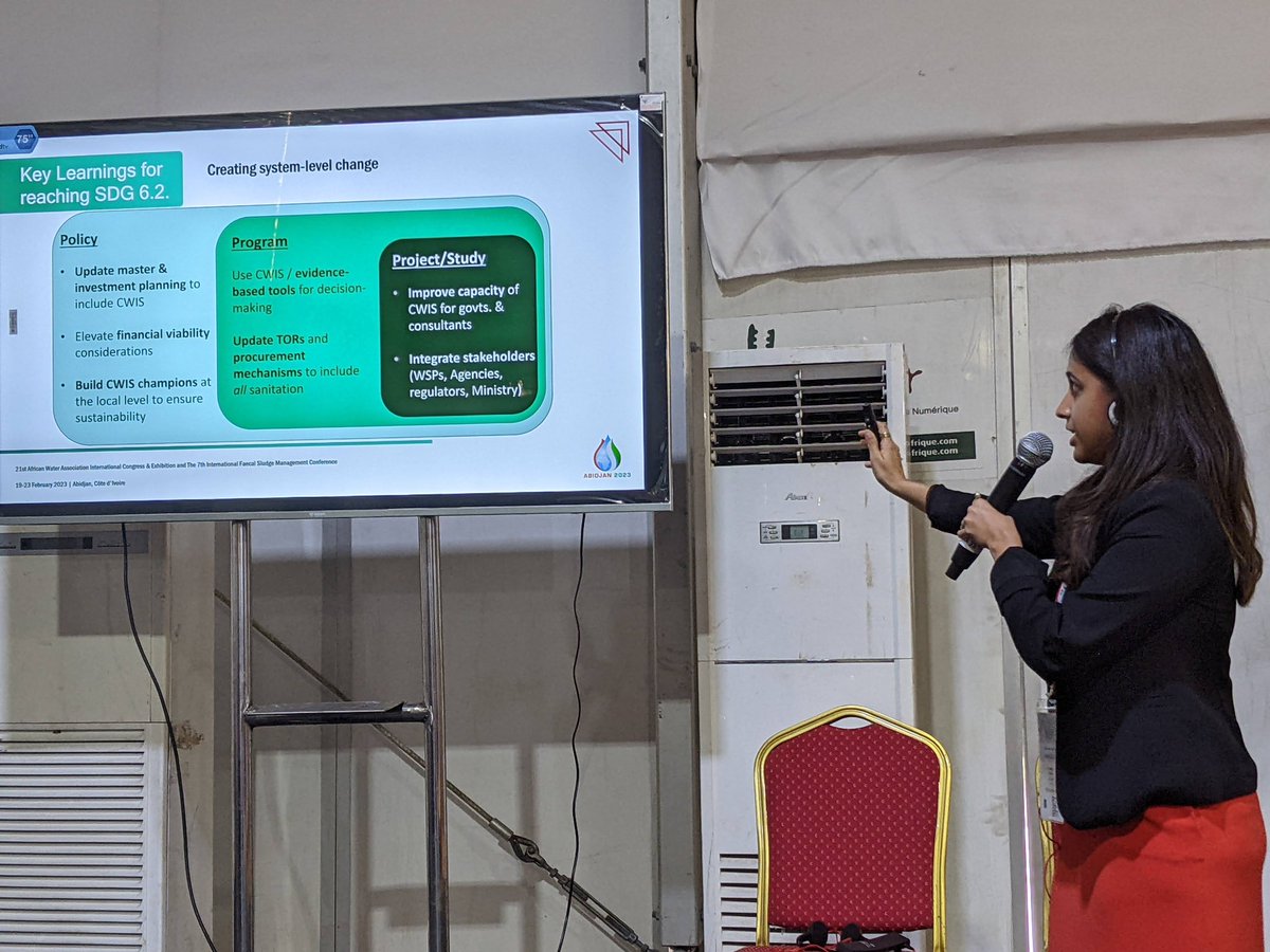 nkotwal1's tweet photo. Had such a great time presenting on @Sanivation ‘s work for @gatesfoundation Technical Assistance Hub integrating inclusive sanitation practices #CWIS in @AfDB_Group ‘s feasibility work 

#AfWA #FSM7 conference #abidjan2023 https://t.co/IR14OCEmCQ