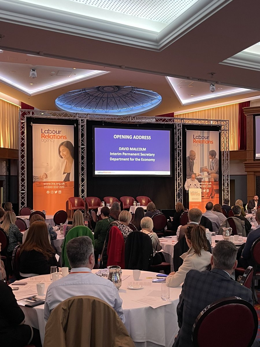 Great start to the <a href="/LRA_NIreland/">The Labour Relations Agency - Northern Ireland</a> conference in <a href="/TitanicBelfast/">Titanic Belfast</a> hearing from <a href="/williamcrawley/">William Crawley</a> and Interim Permanent Secretary David Malcolm, Dept for the Economy #LRA #10xbetterworkplaces