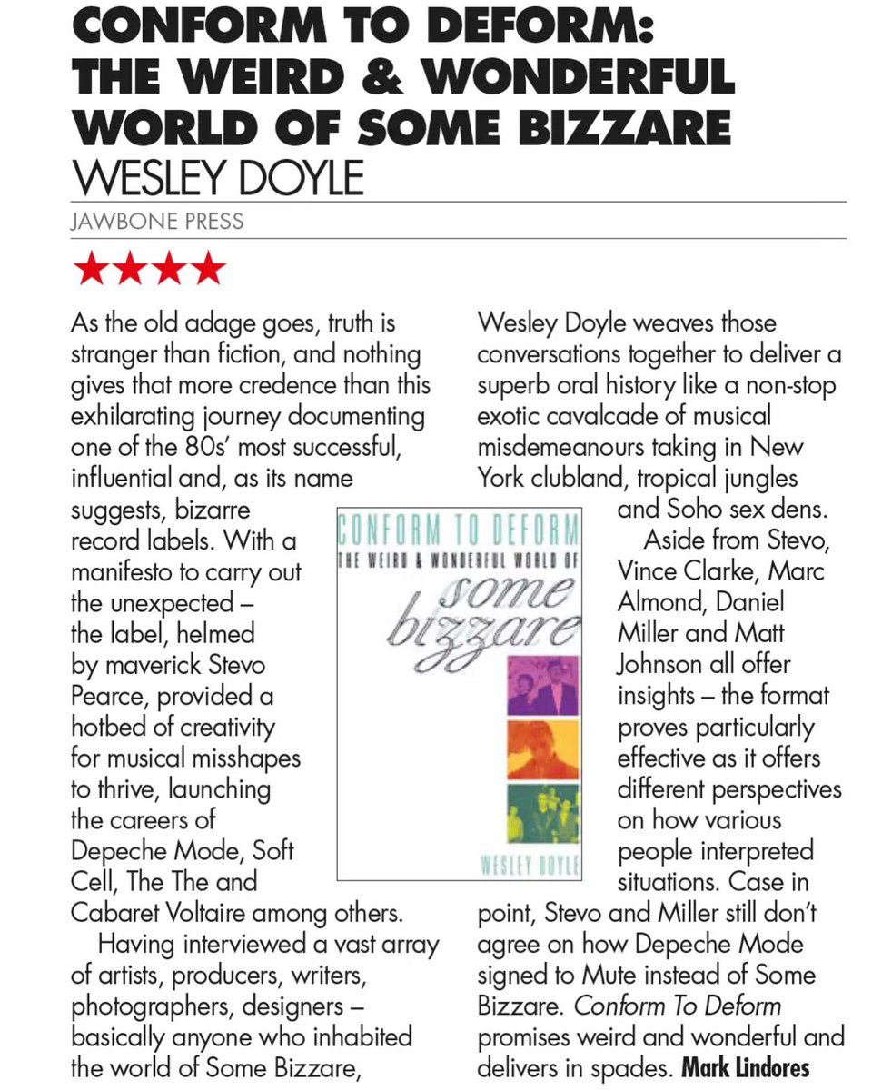 Wesley Doyle (@wesleydoyleuk) on Twitter photo Another fantastic write up for Conform to Deform, this time from Mark Lindores at <a href="/ClassicPopMag/">Classic Pop magazine</a>. I love the mag, so it’s great that they’ve got behind the book.
#C2D #conformtodeform #somebizzare <a href="/JawbonePress/">Jawbone Press</a> Another fantastic write up for Conform to Deform, this time from Mark Lindores at <a href="/ClassicPopMag/">Classic Pop magazine</a>. I love the mag, so it’s great that they’ve got behind the book.
#C2D #conformtodeform #somebizzare <a href="/JawbonePress/">Jawbone Press</a>