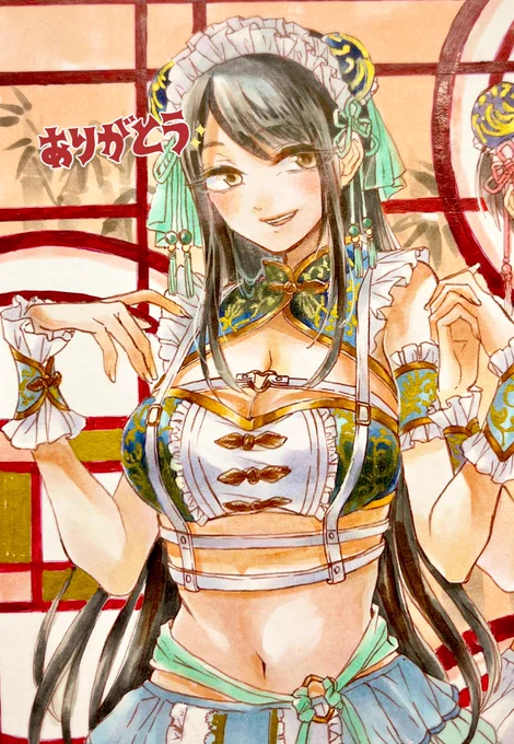 こちらのチャイナメイド、お迎えいただきました!ありがとうございます細部見てほしくてアップで撮りましたおっぱいの落ち影が描きたすぎて 