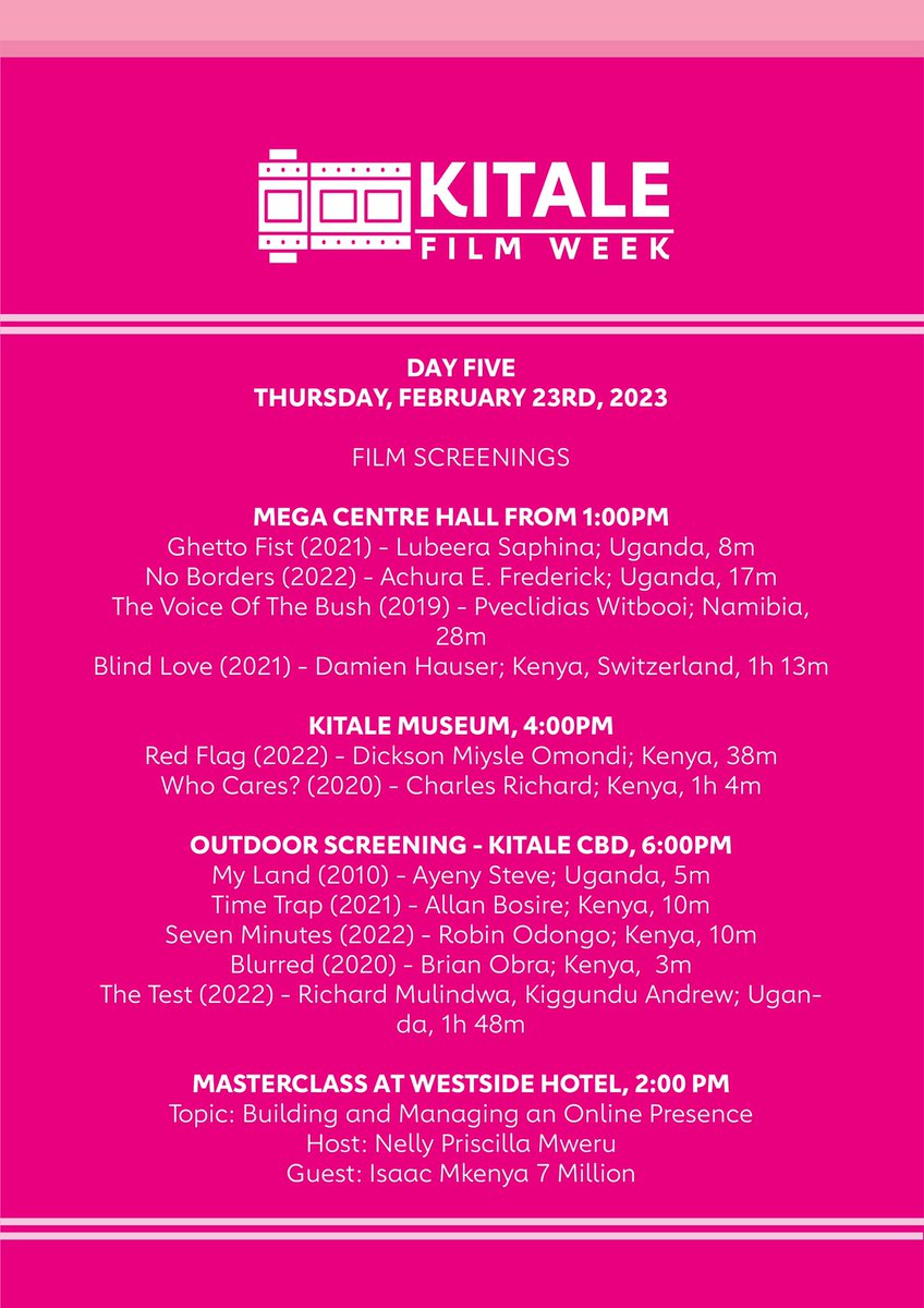 KikaoFilms's tweet photo. REDFLAG will be screened today in the ongoing #kitalefilmweek at exactly 4PM.
Location: Kitale museum.
Kitale #Tufanyehiikitu. https://t.co/l0K2vwNMHF